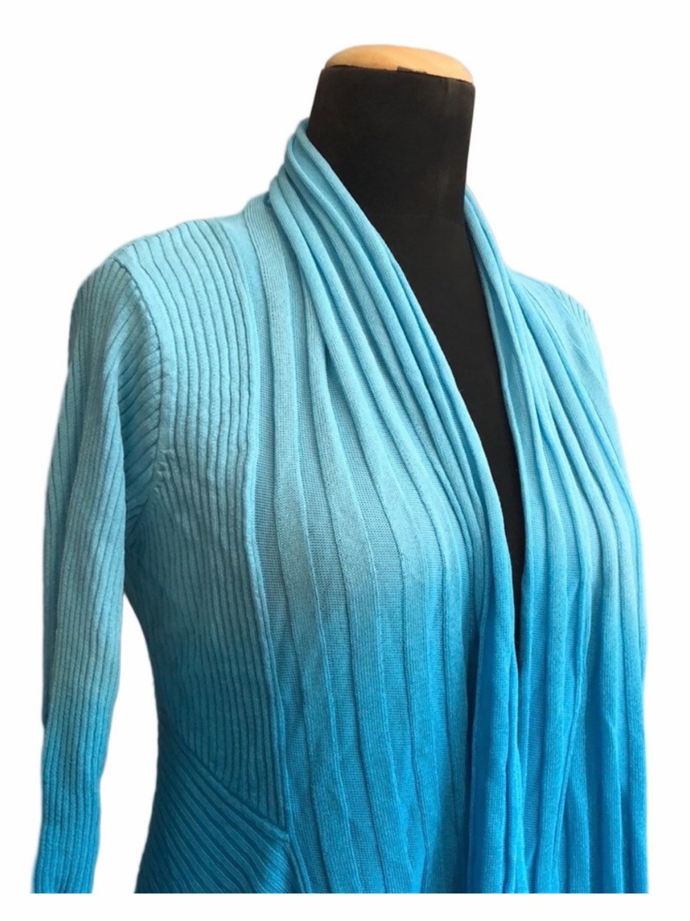Blue Ombre Open-Front Women's Cardigan